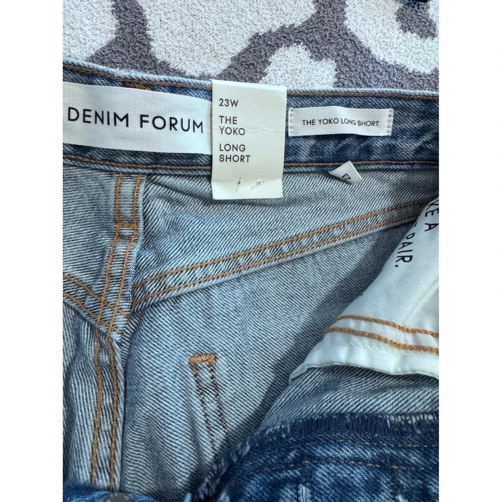 Denim Forum The Yoko Long Short 7 Yrs‎ Bleu Taboo High Rise Cut Offs 23 NEW